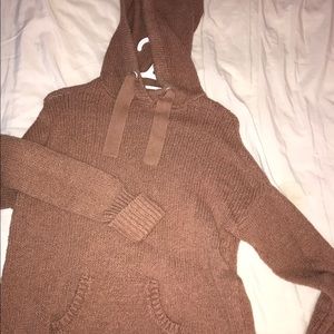 Woven hooded sweater